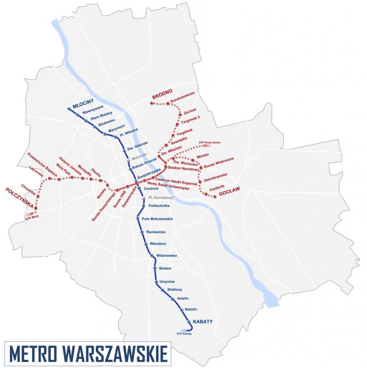 Kort over Warszawa metro 2016