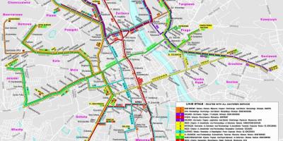 Kort over Warszawa transit 